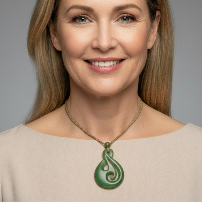 Jade Necklace Green Infinity Twist Canadian Nephrite