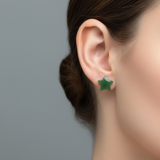 Jade Earrings Star Studs of Success Sterling Silver