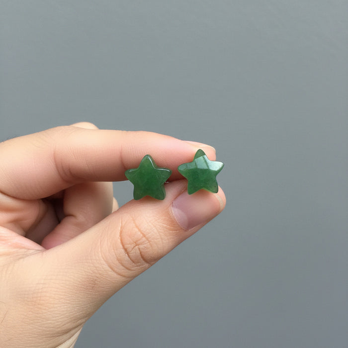 Jade Earrings Star Studs of Success Sterling Silver