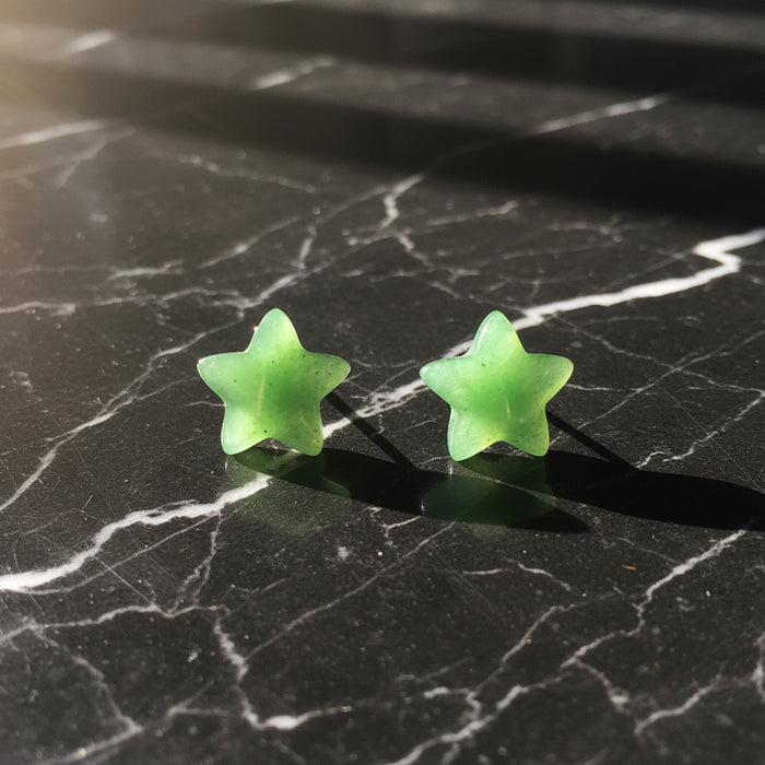 Jade Earrings Star Studs of Success Sterling Silver