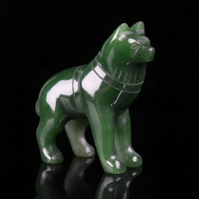 Jade Dog Vigilant Husky Green Guardian Canadian Nephrite