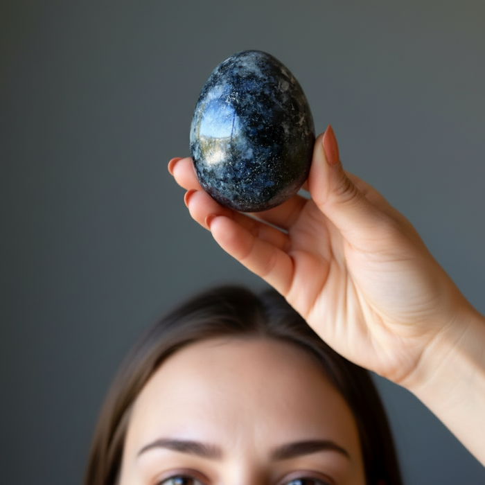 Iolite Egg Growing Prosperity Crystal Indigo Blue