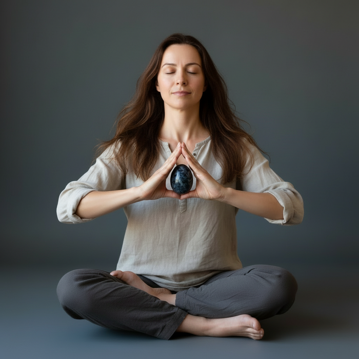 Iolite Egg Growing Prosperity Crystal Indigo Blue