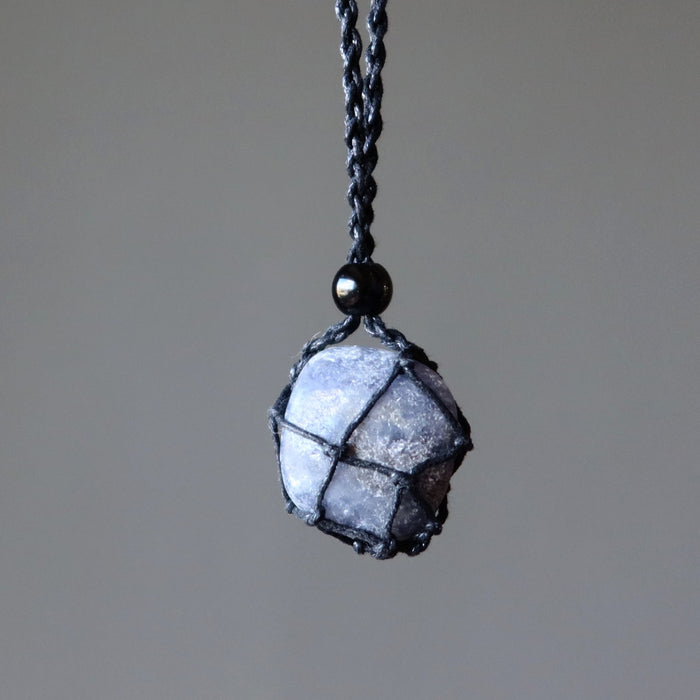 iolite macrame necklace