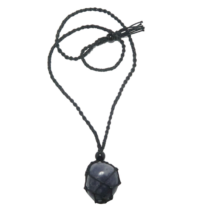 iolite macrame necklace
