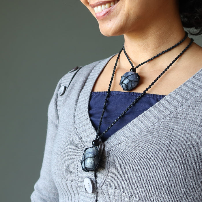 iolite macrame necklaces