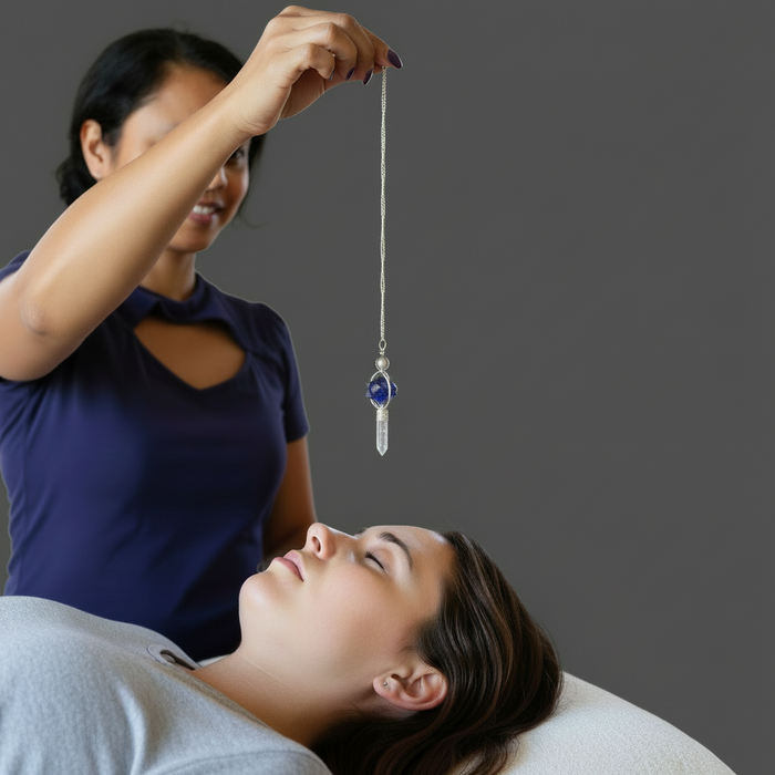 Clear Quartz Pendulum Iolite Merkaba Star