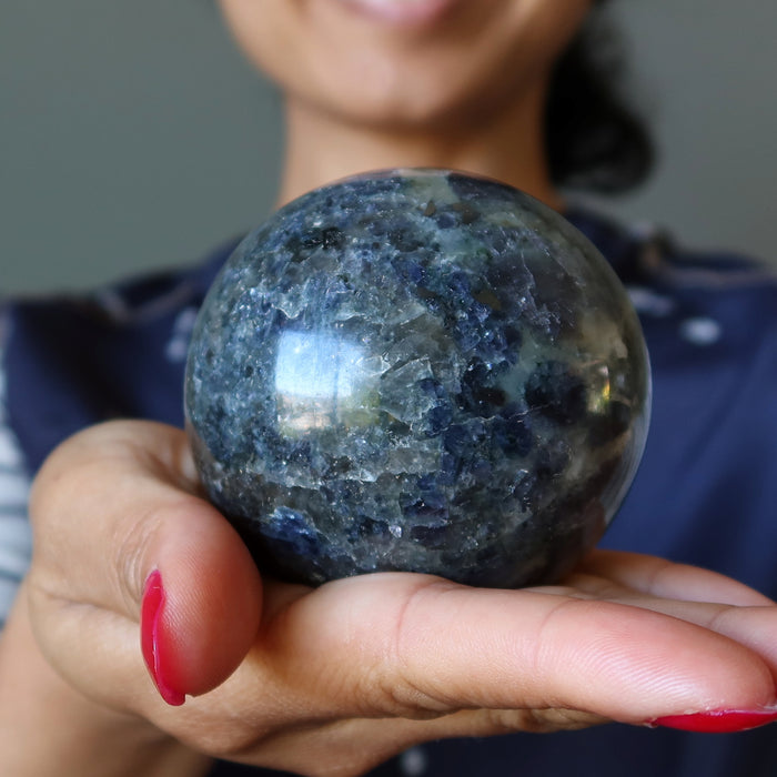 Iolite Sphere Money Freedom Indigo Blue Crystal Ball
