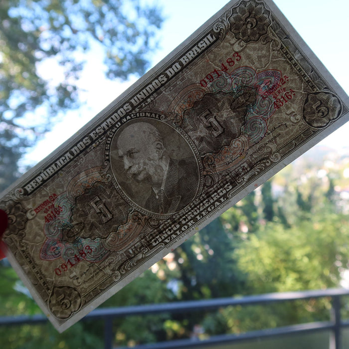Vintage Banknote Brazil 5 Cruzeiros Estampa 2A Serie 4316A UV Verified