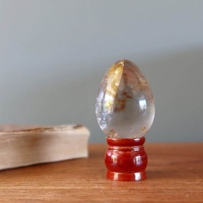 Clear Quartz Egg Fiery Golden Iron Crystal