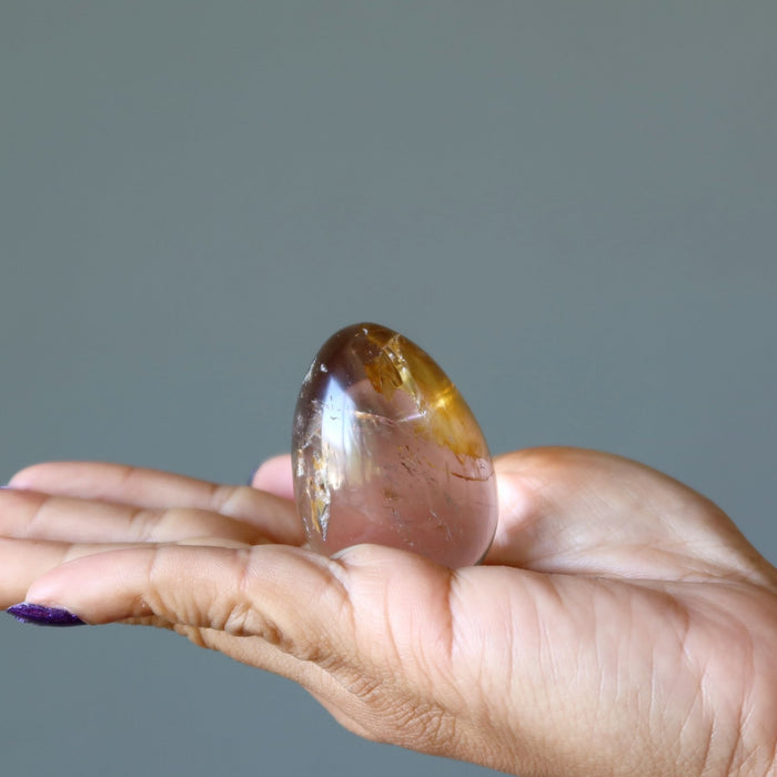 Clear Quartz Egg Fiery Golden Iron Crystal
