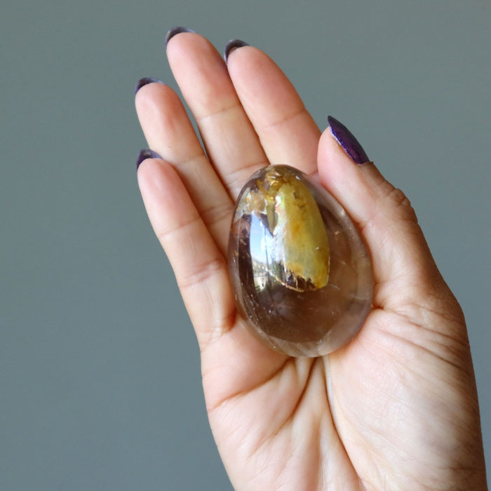 Clear Quartz Egg Fiery Golden Iron Crystal