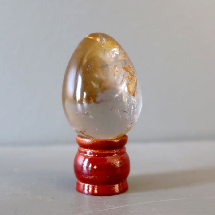 Clear Quartz Egg Fiery Golden Iron Crystal
