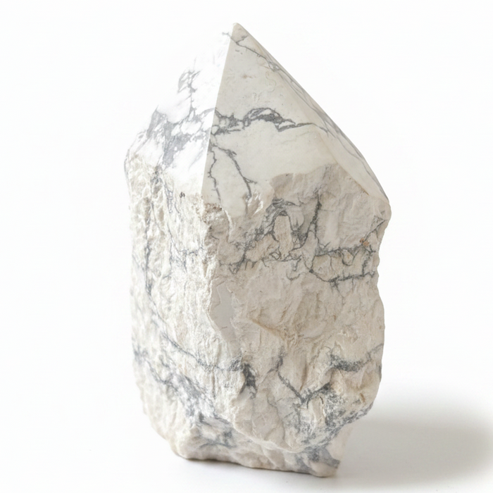 Howlite Tower Wand White Gray Crystal Point