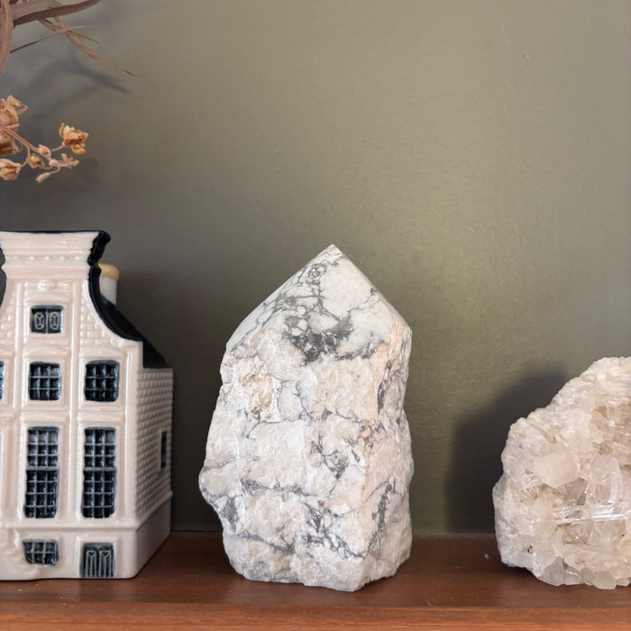 Howlite Tower Wand White Gray Crystal Point