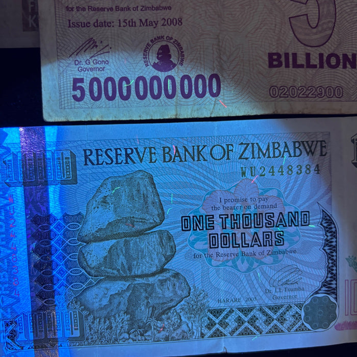 Vintage Banknote Lot of 3 Zambia Zimbabwe Giraffe Elephant African UV Watermark