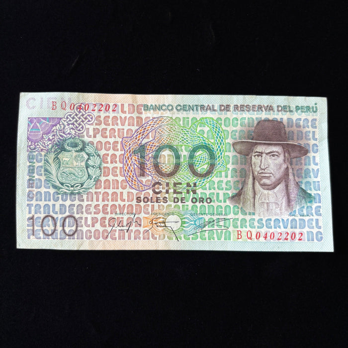 Vintage Banknote 1976 Peru 100 Soles Oro UV Verified Tupac Amaru II Machu Picchu