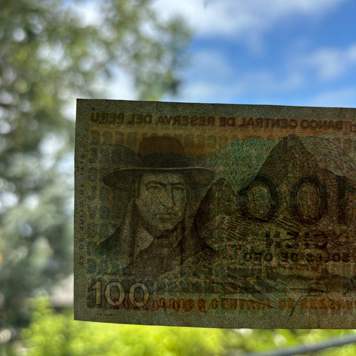 Vintage Banknote 1976 Peru 100 Soles Oro UV Verified Tupac Amaru II Machu Picchu