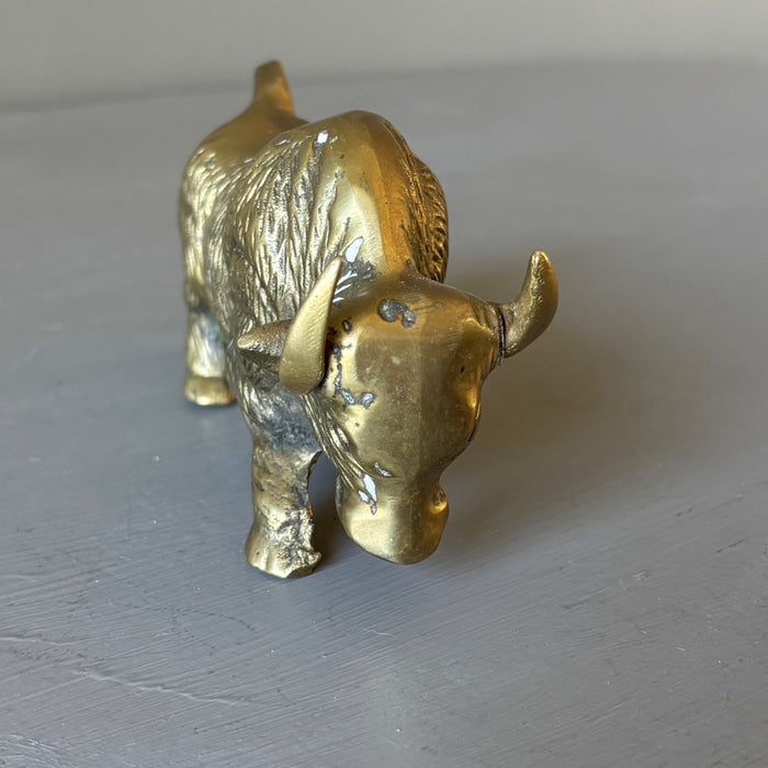 Vintage Solid Brass Charging Bull Figurine Wall Street Stock Market Statue 5.5"