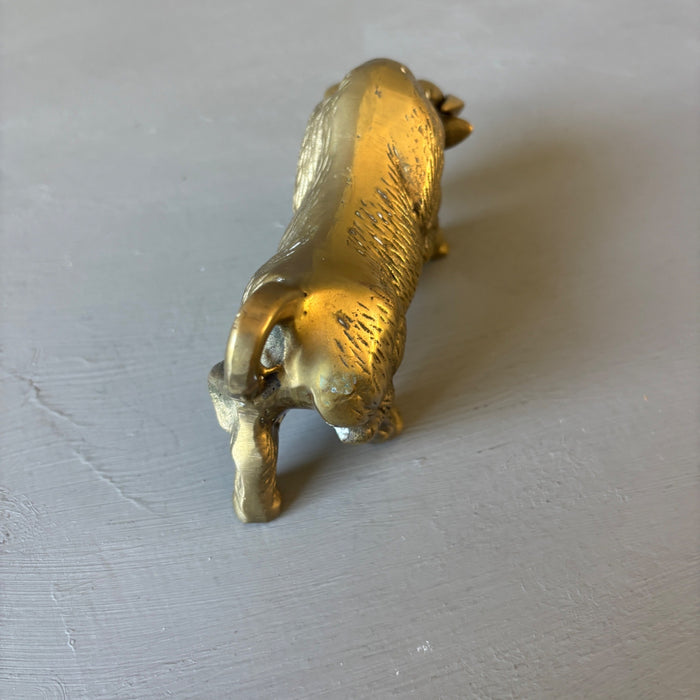 Vintage Solid Brass Charging Bull Figurine Wall Street Stock Market Statue 5.5"