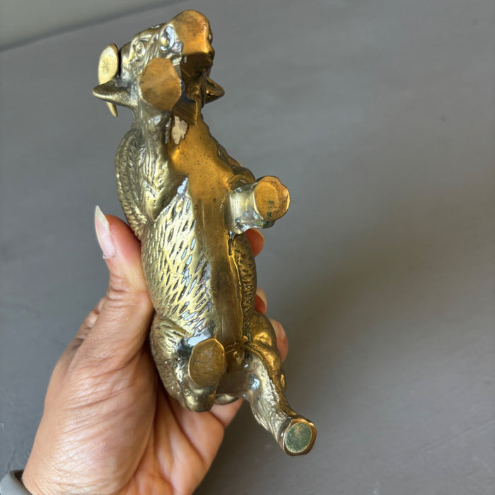 Vintage Solid Brass Charging Bull Figurine Wall Street Stock Market Statue 5.5"