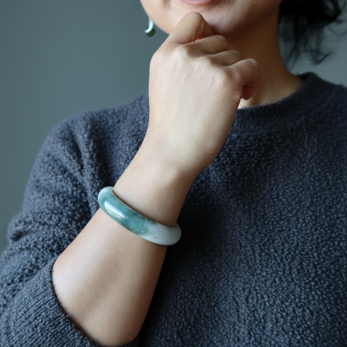 Jade Bangle Green Bracelet of Abundance