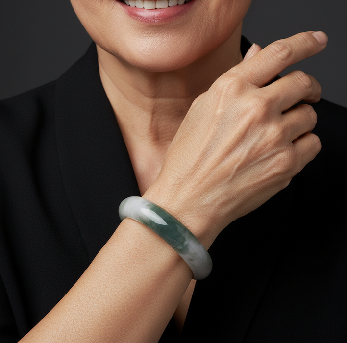 Jade Bangle Green Bracelet of Abundance