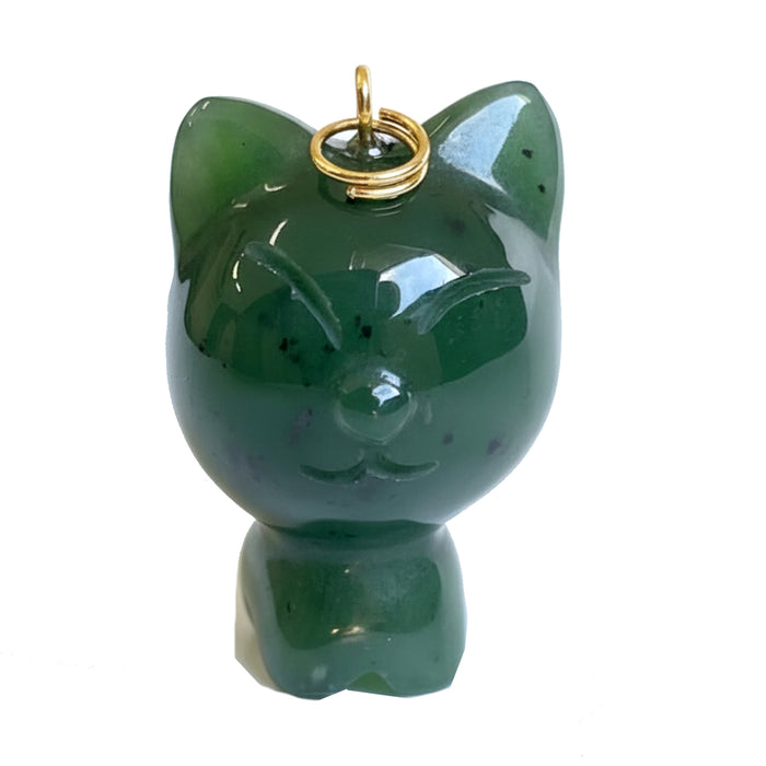 Jade Pendant Cartoon Cat Green Canadian Nephrite