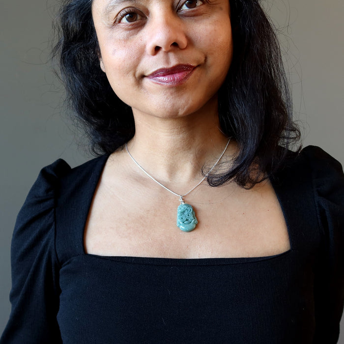 jade zodiac snake necklace on sterling silver