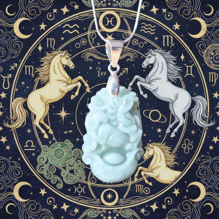 Jade Necklace Horse Nephrite Sterling Silver