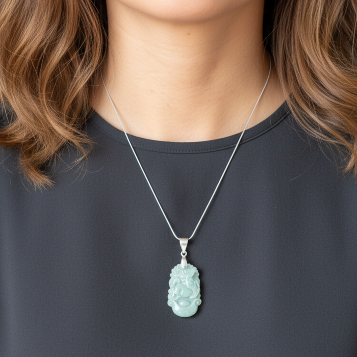 Jade Necklace Horse Nephrite Sterling Silver