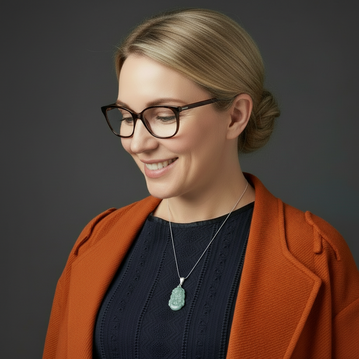 Jade Necklace Dragon Green Nephrite Sterling Silver