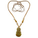 Yellow Jade Kwan Yin Necklace with a pendant on a white background