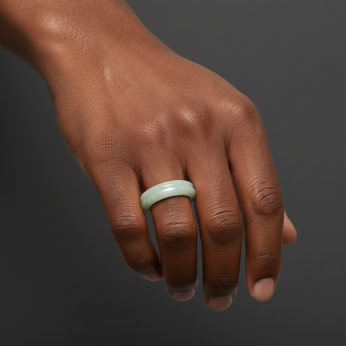 Jade Ring Real Green Jadeite Good Fortune Crystal