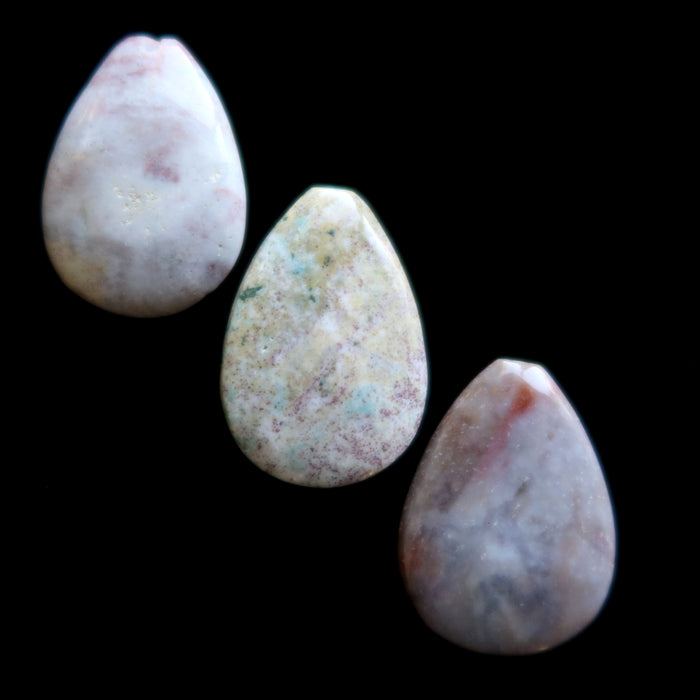 Purple Jasper Crystal Set of 3 Drilled Pear Jewelry Gem