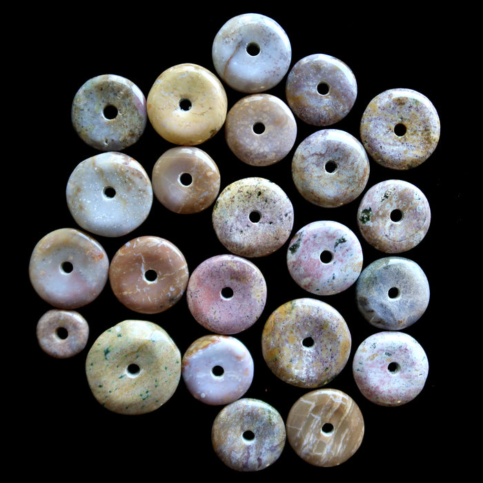 Jasper Donut Bundle of 23 Gemstone Brown Purple Stand Pendant