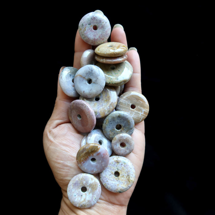 Jasper Donut Bundle of 23 Gemstone Brown Purple Stand Pendant