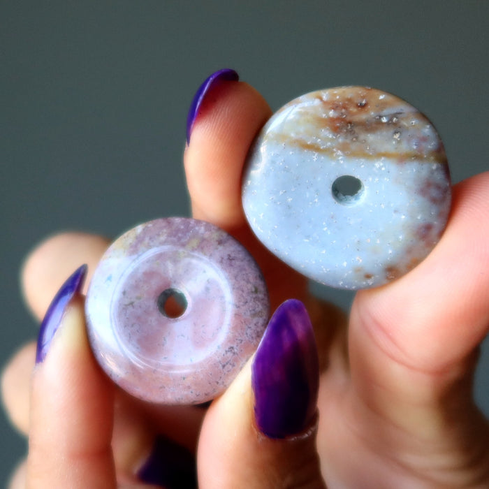 Jasper Donut Bundle of 23 Gemstone Brown Purple Stand Pendant