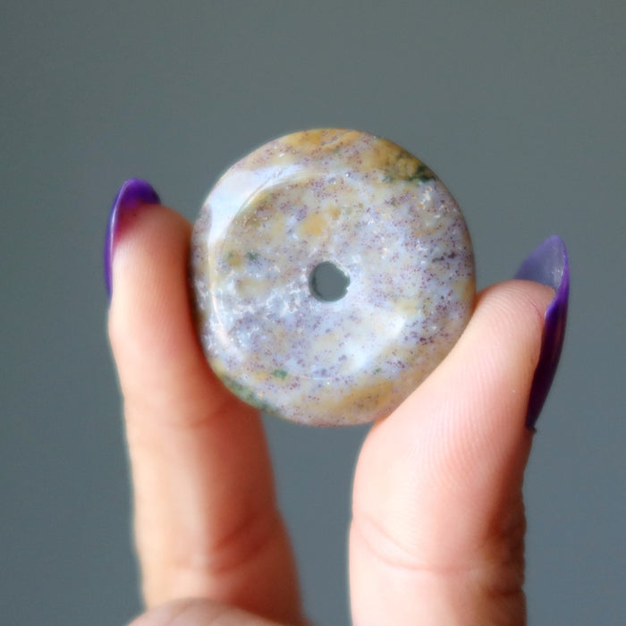 Jasper Donut Bundle of 23 Gemstone Brown Purple Stand Pendant