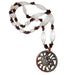 Dragon Medallion strung on frosted glass brown jasper and garnet beads necklace