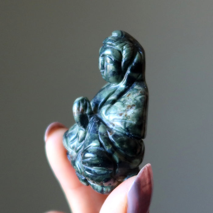 green jasper praying buddha