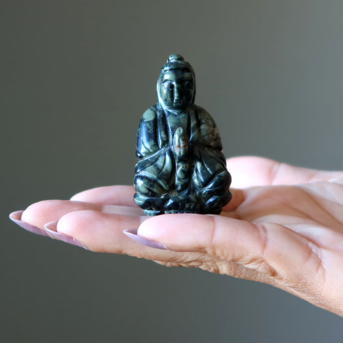 green jasper praying buddha