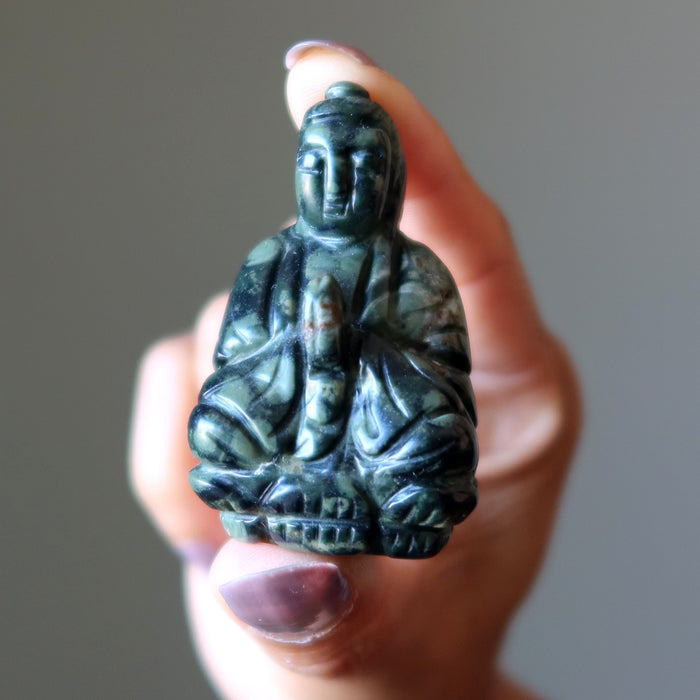 green jasper praying buddha