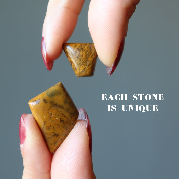 Jasper Grid Crystal Set of 34 Cabochon Yellow Brown Stones