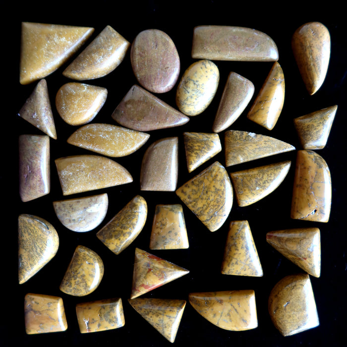 Jasper Grid Crystal Set of 34 Cabochon Yellow Brown Stones
