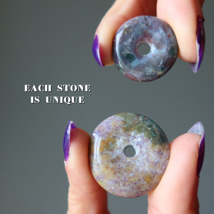 Jasper Donut Bundle of 7 Gemstone Green Purple Stand Pendant