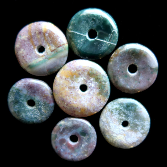 Jasper Donut Bundle of 7 Gemstone Green Purple Stand Pendant