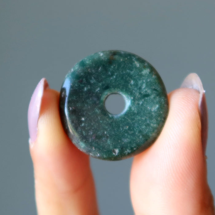 Green Jasper Gemstone Donut Grounding Stone