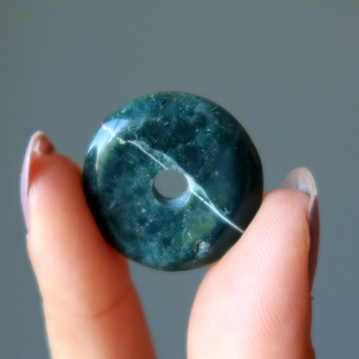 Green Jasper Gemstone Donut Grounding Stone