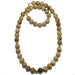 Landscape Jasper necklace with brown and beige beads on a white background